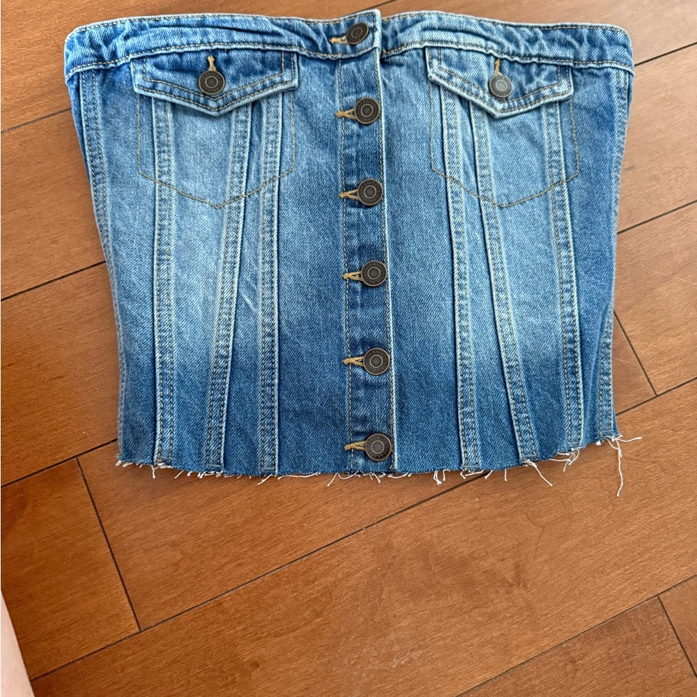 Denim Button-Up Corset Top